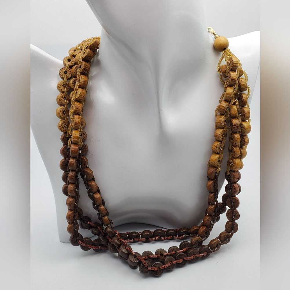Wooden ombre heishi spacer‎ ritual necklace N2138